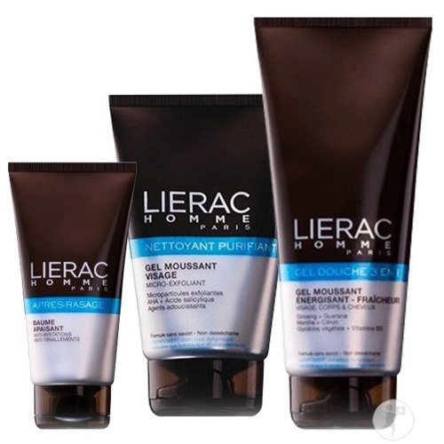 Lierac Homme Set for Him: Nettoyant Cleansing Gel 100ml + Aftershave 75ml + 3in1 Shower Gel 200ml