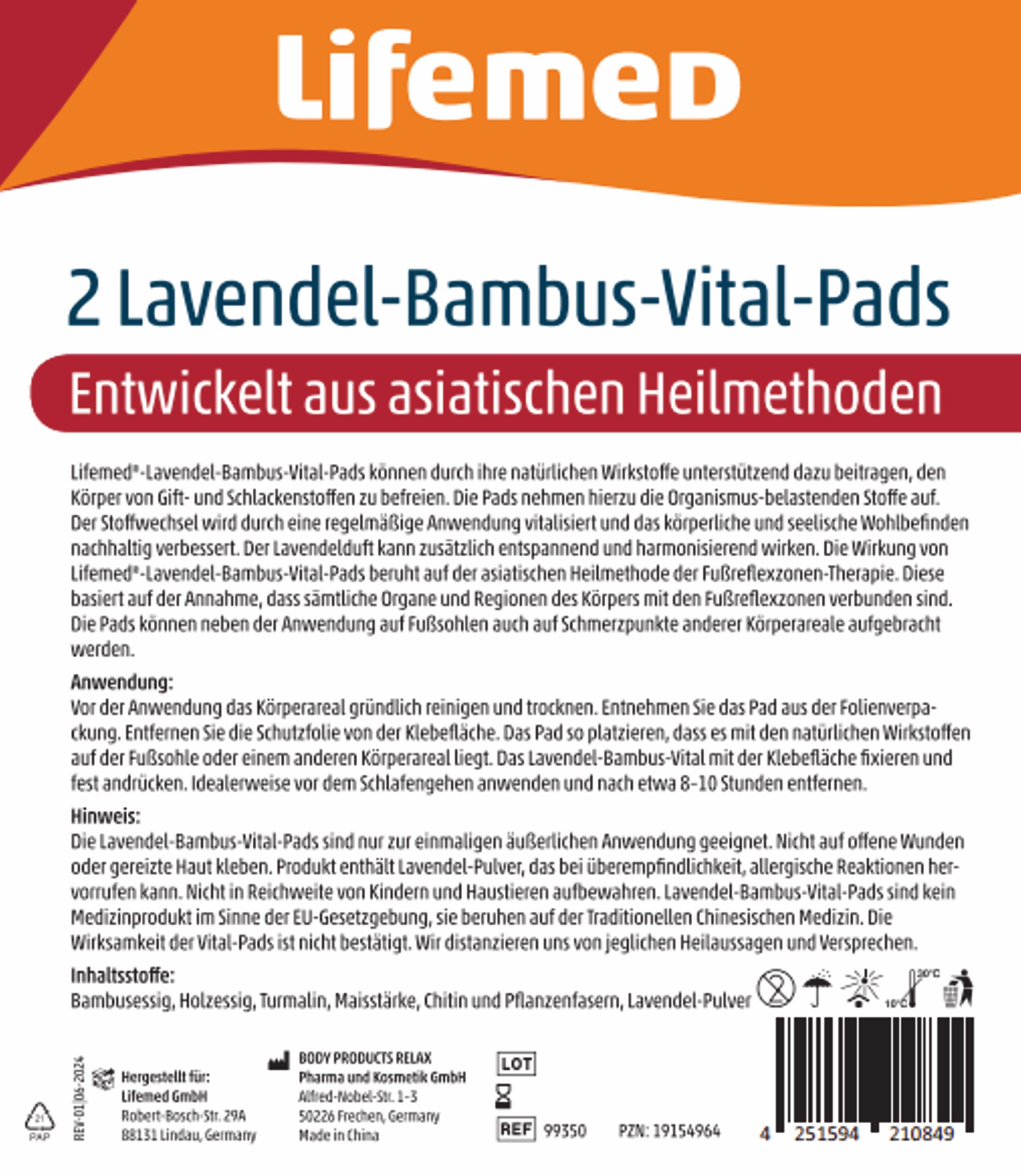 Lifemed Lavendel-Bambus-Vital-Pads
