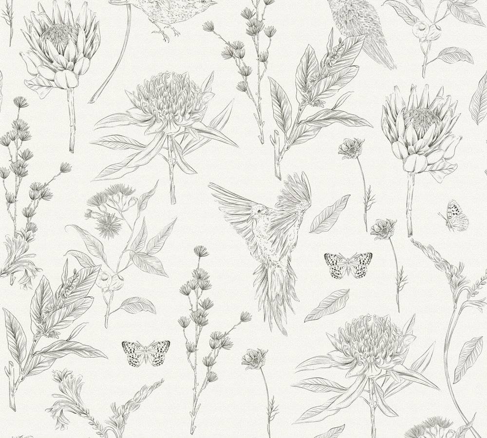 Livingwall's non -woven wallpaper Drawn into nature flower wallpaper 39429