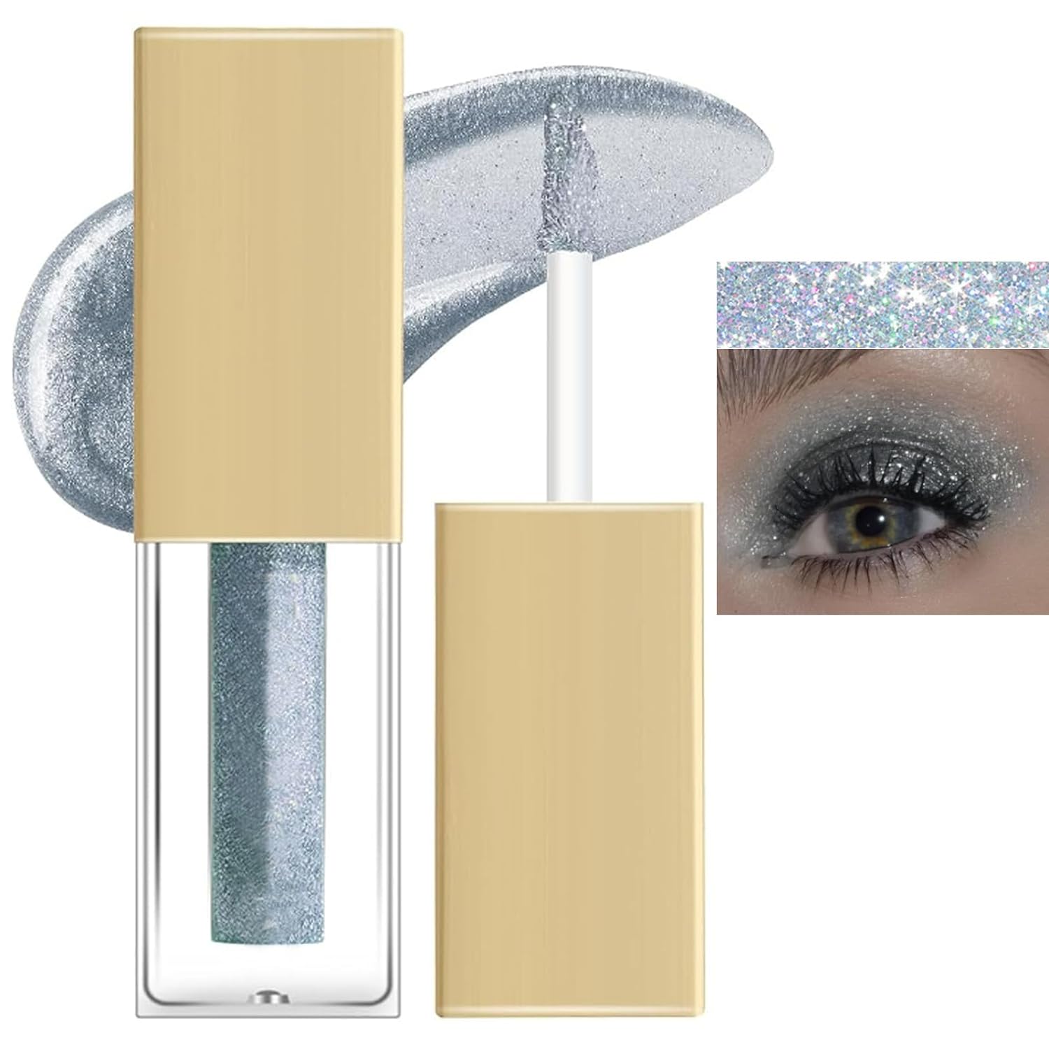 Housn Metallic Glitter Liquid Eye Shadow, Durable Shiny Glitter Waterproof Shimmer and Shine Liquid Eye Shadow, Starry Sequins, Long-Lasting and Pigmented (#11)