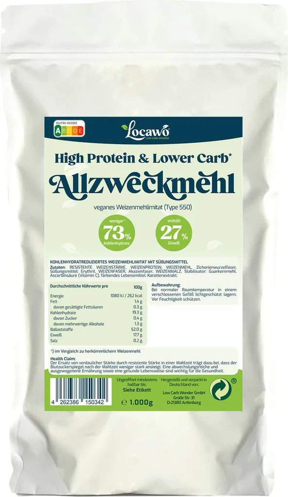Locawo High Protein & Low Carb* All-Purpose Flour | Flour Substitute | Family Pack | 1,000g