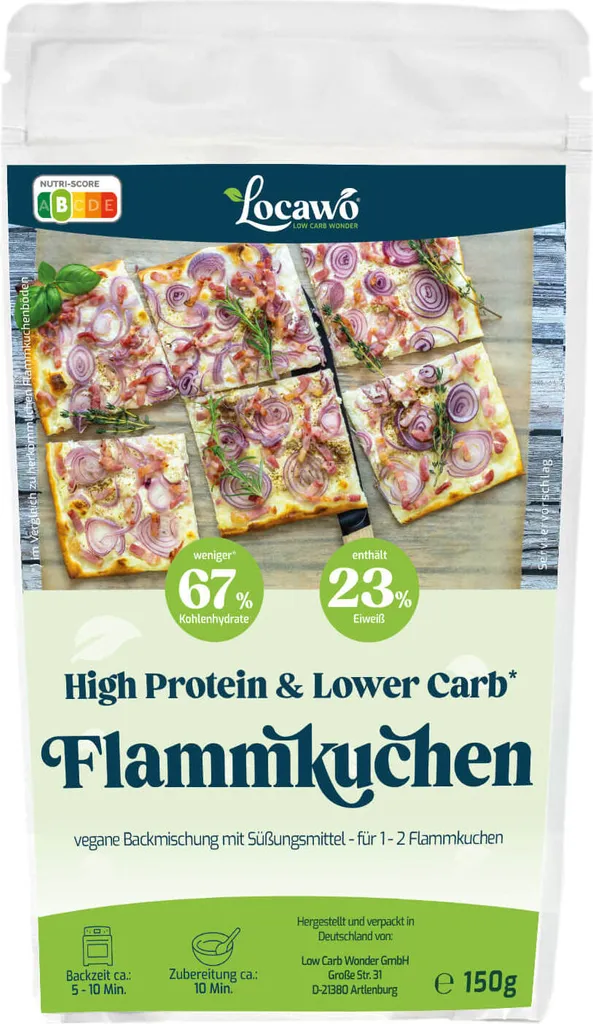 Locawo High Protein & Low Carb* Tarte Flambée Base | Base | Baking Mix 150g