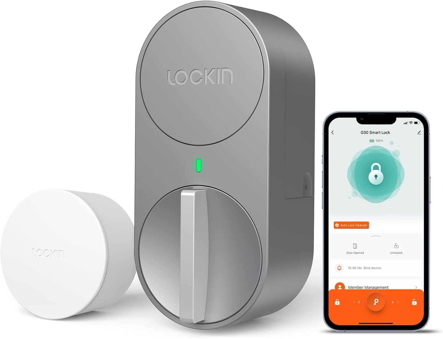 Lockin Smart Door Lock G30, WiFi & App Control, Auto-Lock, Alexa & Google Compatible, Keyless Entry Electronic Door Lock, Grey