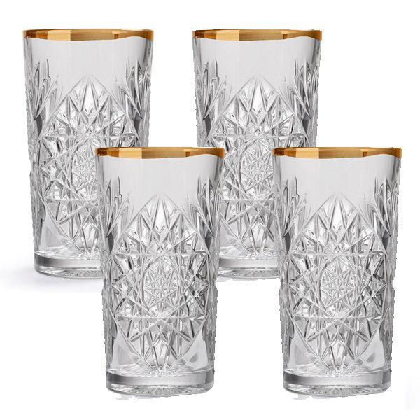 Long drink glass Hobstar wavy gold rim (set of 4) from Libbey