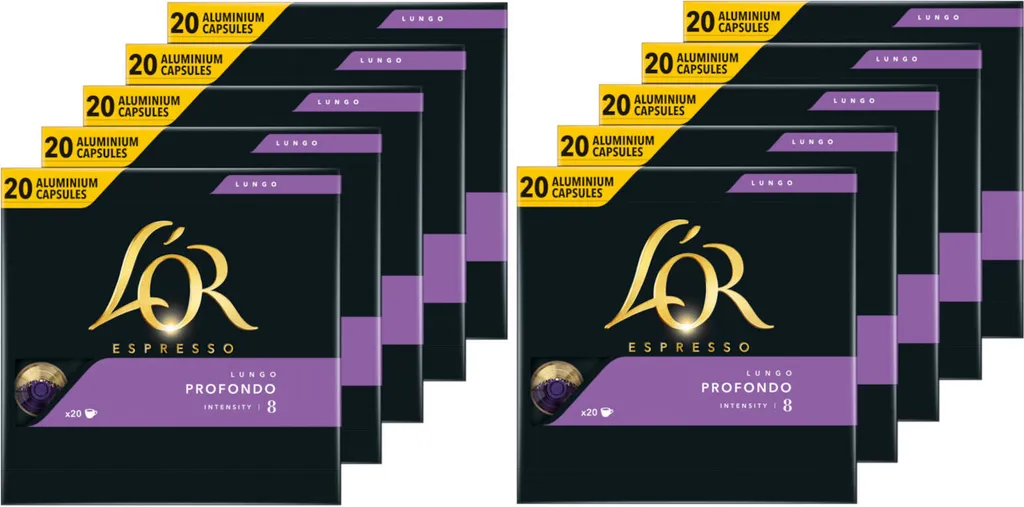 LOR Capsules Lungo Profondo 8 Nespresso®* compatible 10 x 20 coffee capsules