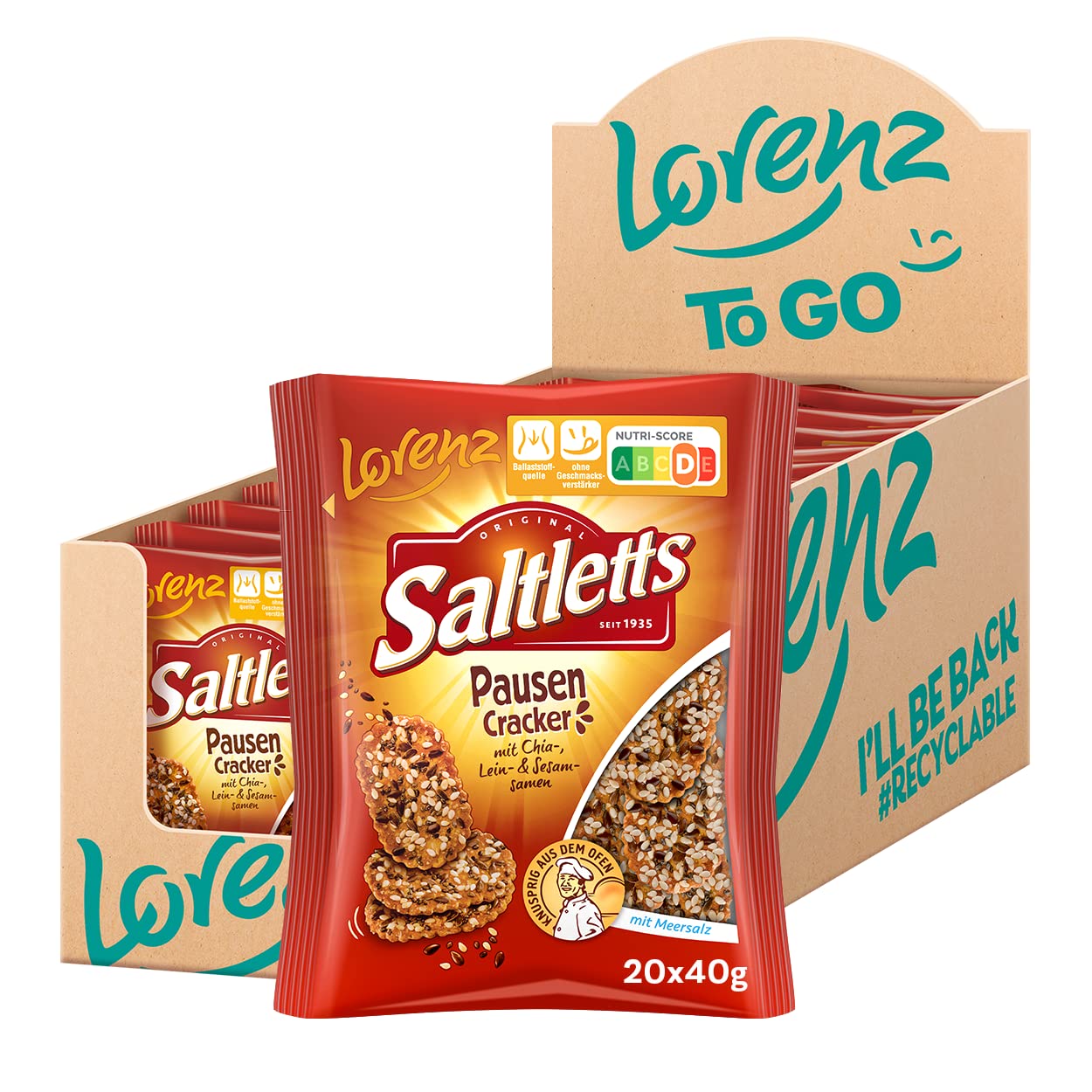 Lorenz Saltletts Breaks Cracker Whole Grain Crispy Pretzels 40g x 20 packs