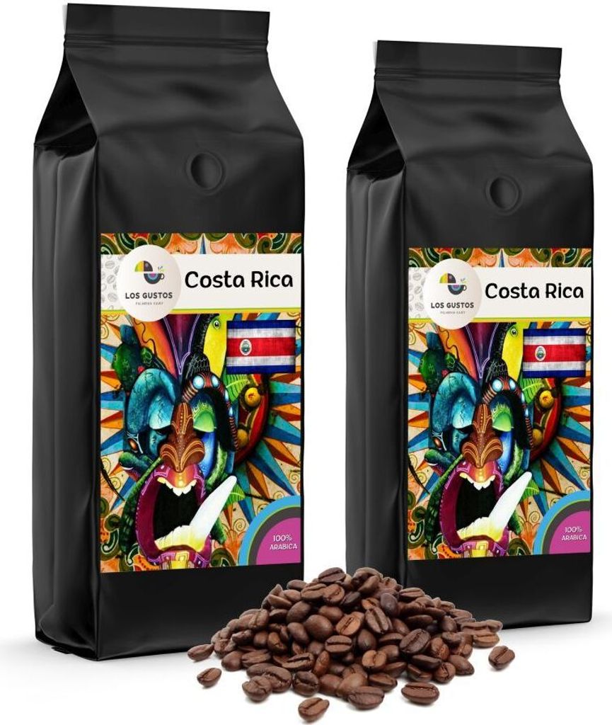 Los Gustos Costa Rica Coffee Beans 2x1000 g, Unground, Coffee Beans for Fully Automatic Coffee Machines, Freshly Roasted