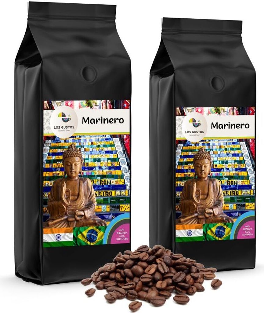Los Gustos Marinero Coffee Beans 2x1000 g, Unground, Coffee Beans for Fully Automatic Coffee Machines, Freshly Roasted