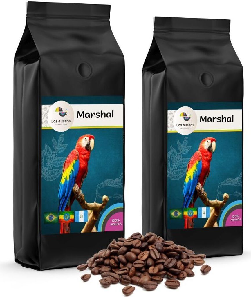Los Gustos Marshal Coffee Beans 2x1000 g, Unground, Coffee Beans for Fully Automatic Coffee Machines, Freshly Roasted