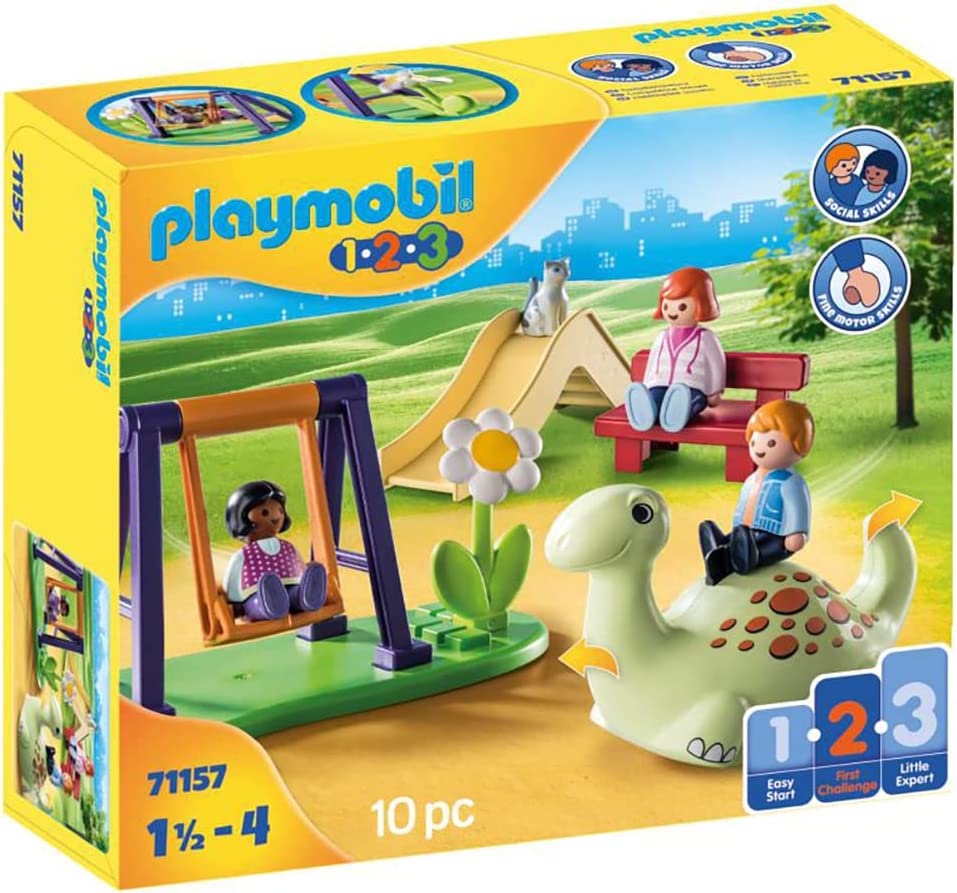 PLAYMOBIL 1.2.3 71157 Playground with Swing and Rocking Animal, First Toy for Children from 1.5 to 4 Years