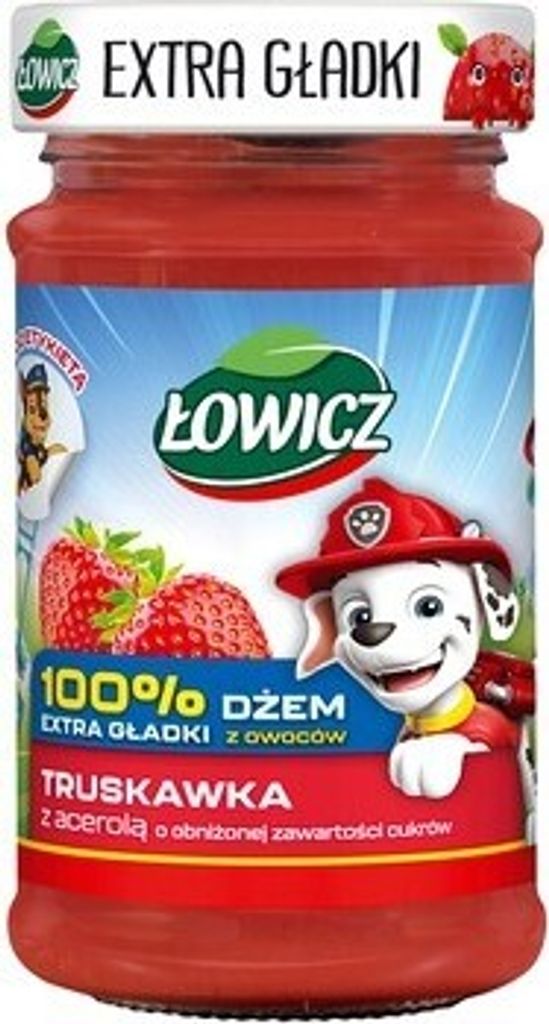 Łowicz 100% Erdbeer-Acerola-Fruchtkonfitüre extra glatt 225 G