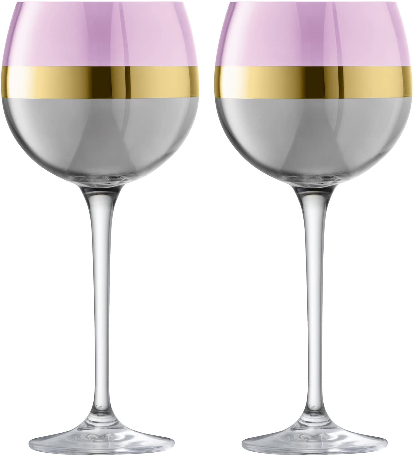 LSA International Balloon Glasses 525 ml Rose x 2 Pink Cuff