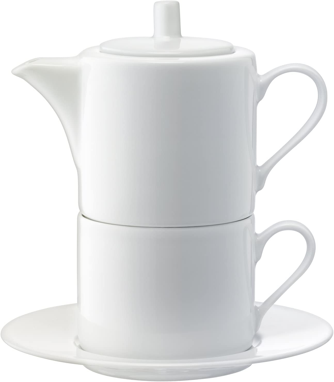 LSA International Dine Tea for One & Saucer 0.34L/250 ml, White, 16 x 16 x 17 cm