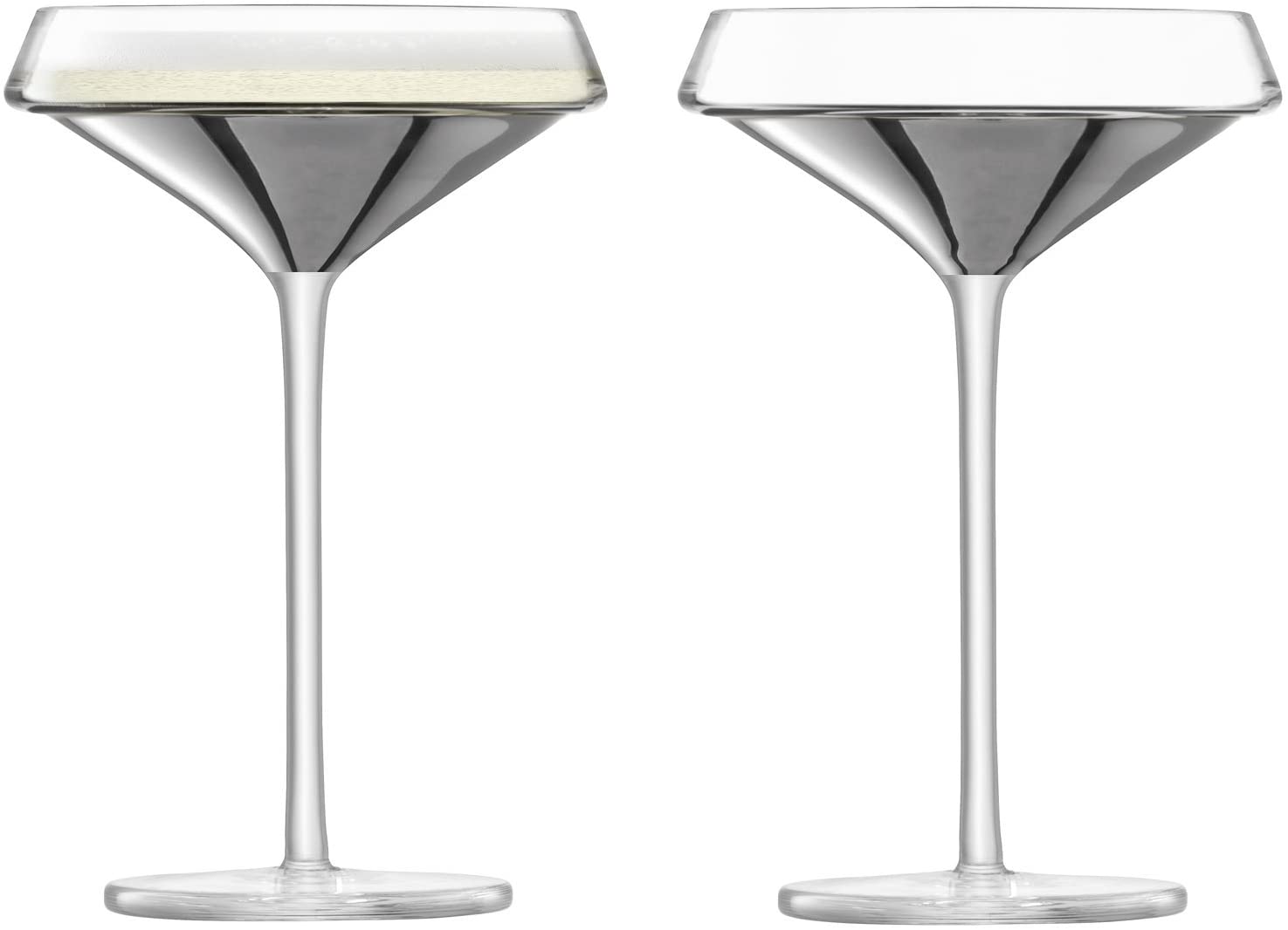 LSA International G1487-09-359 Square Champagne / Cocktail Glass 240ml x 2, Platinum