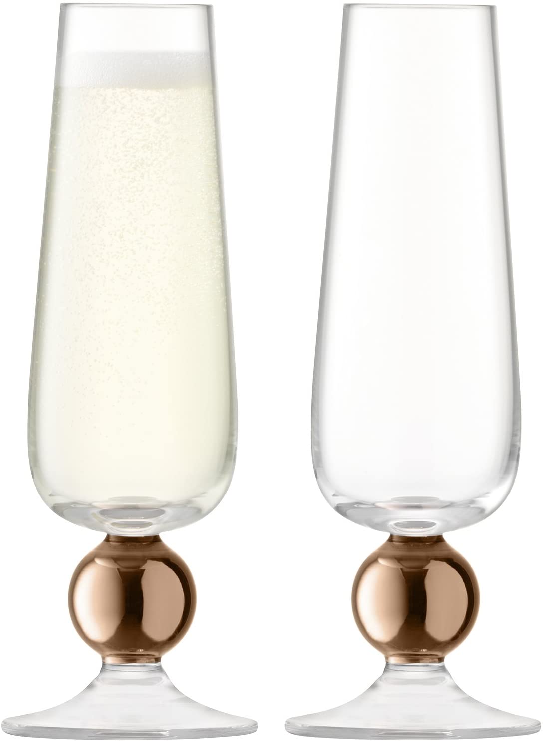 LSA International Oro Champagne Flute – Rose Gold/Clear, 8 oz – Pack of 2