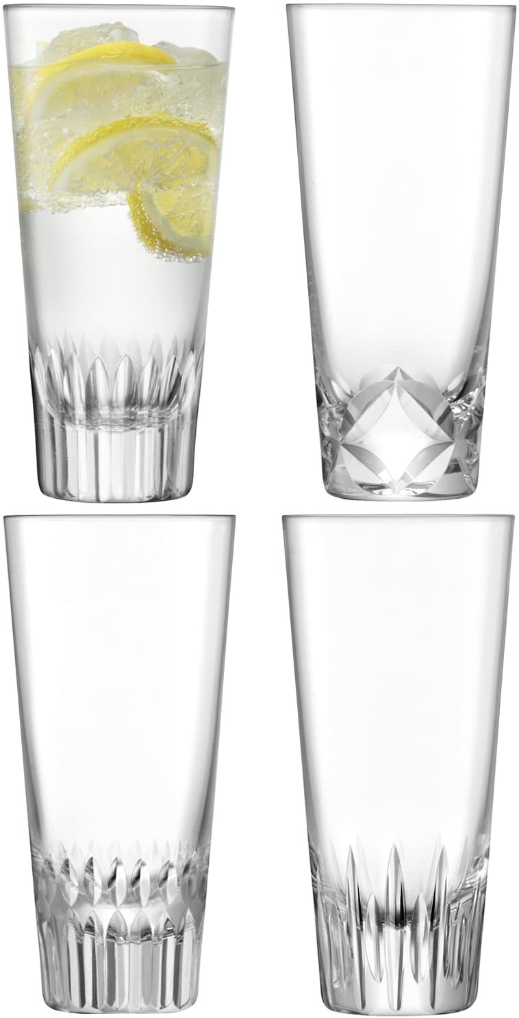 LSA International Tatra Blender Glass 315 ml Clear/Various Cuts X 4, Clear, Set 4
