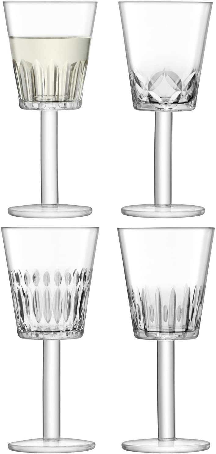 LSA International Tatra Wine Glasses 300 ml – Clear/Assorted Styles x 4, Clear, Set of 4