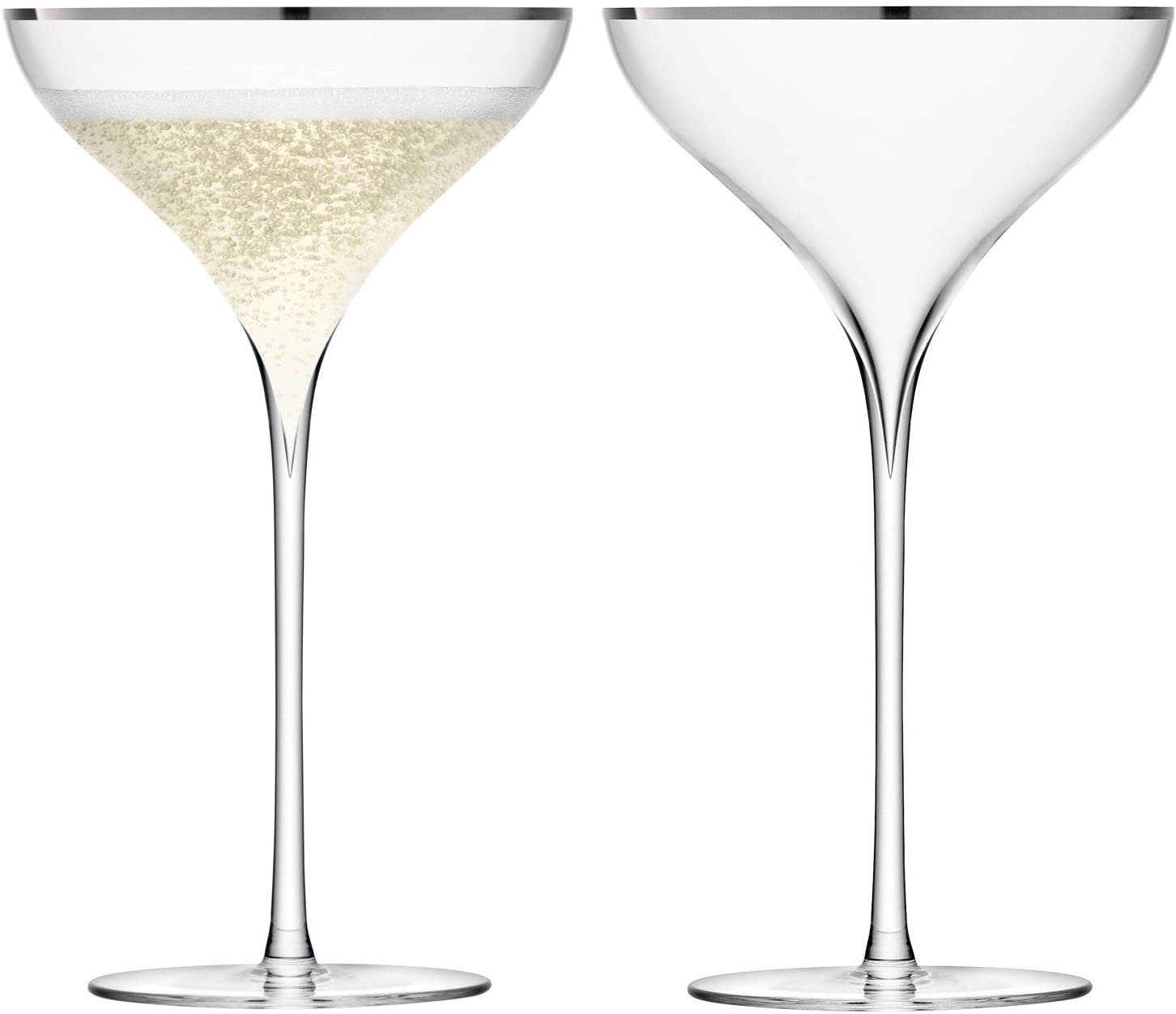 LSA Savoy Champagne Saucers Platinum 8.8oz / 250ml - Set of 2 | 25cl Champagne Glasses