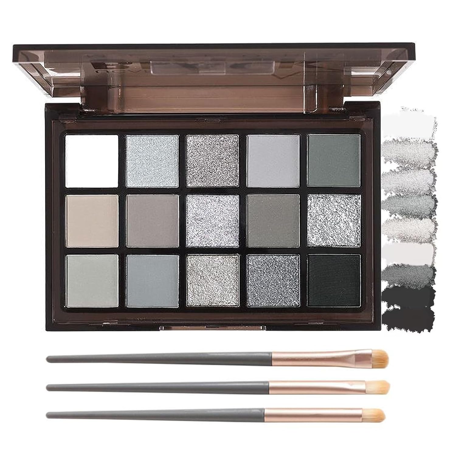 Goth Eyeshadow Black, 15 Colors Smoky Eyeshadow Palette, Matt Shimmer Eyeshadow Palette, Highly Pigmented Gothic Make Up Palette, Waterproof & Durable Halloween Song Shadow Palette with 3 Brushes