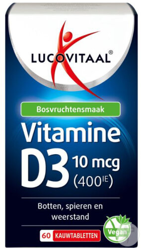 Lucovitaal D3 10mcg 400IE Vitamins Vegan 60 chewable tablets