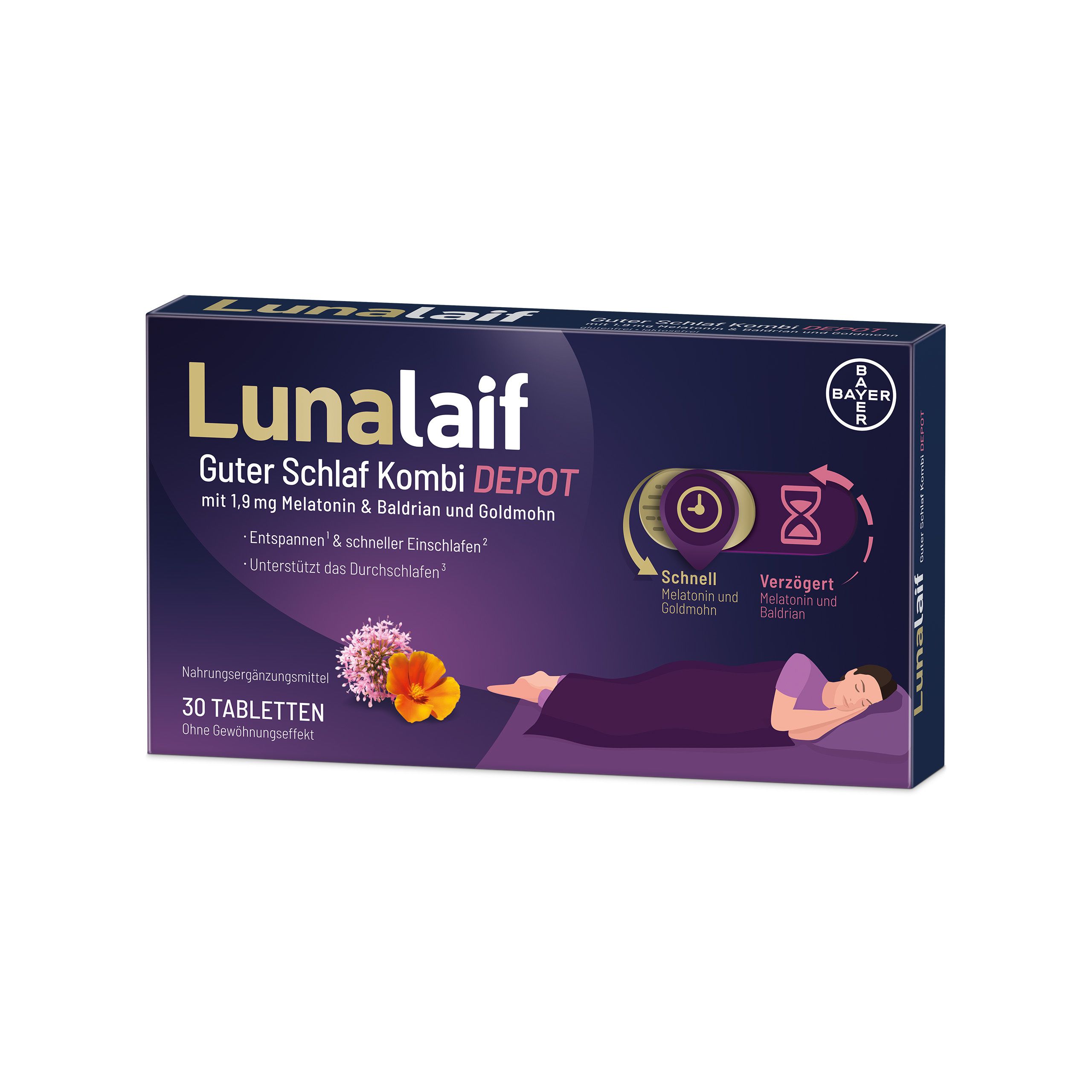 Lunalaif good sleep combination depot with 1.9 mg melatonin