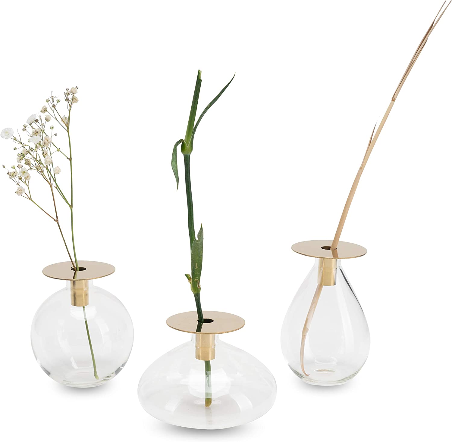 Small Glass Vase Ball, Minimalist Design set of 3