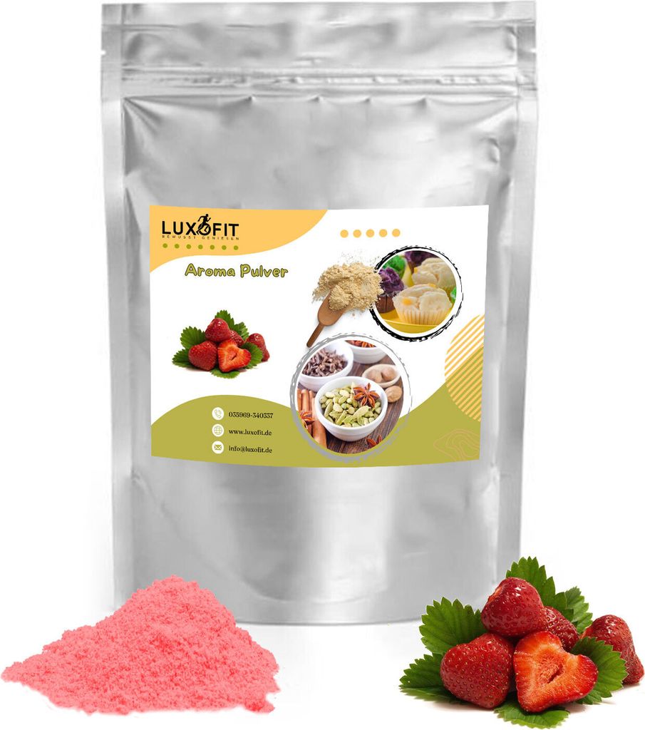 Luxofit Strawberry Flavor Powder – Intense strawberry flavor for baking, desserts, shakes & drinks (1 kg)