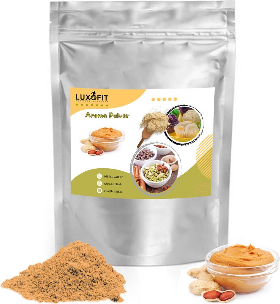 Luxofit Erdnussbutter Aroma Pulver – Intensiver Erdnussgeschmack für Backen, Kochen & Getränke –  Germany (200 g)