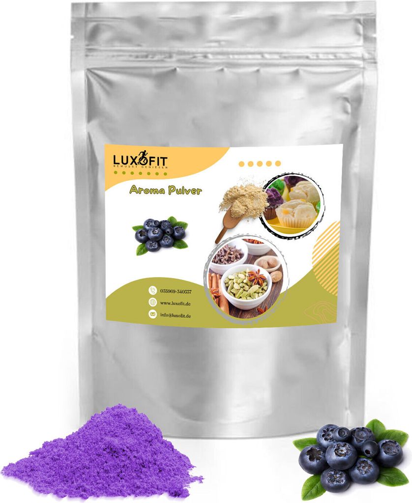 Luxofit Blueberry Flavor Powder – Intense flavor for baking, cooking, and beverages | Various sizes (1 kg)