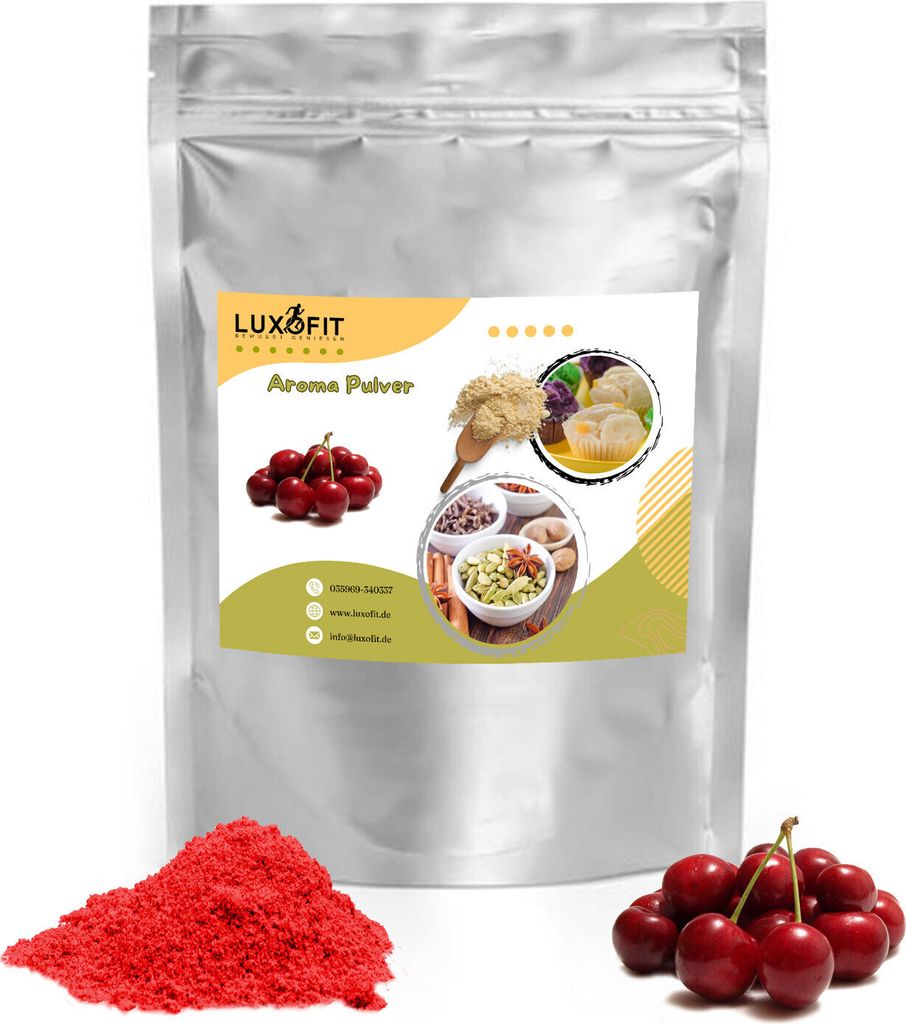 Luxofit Cherry Flavor Powder – Intense cherry flavor for baking, drinks & desserts, Germany (1 Kg)