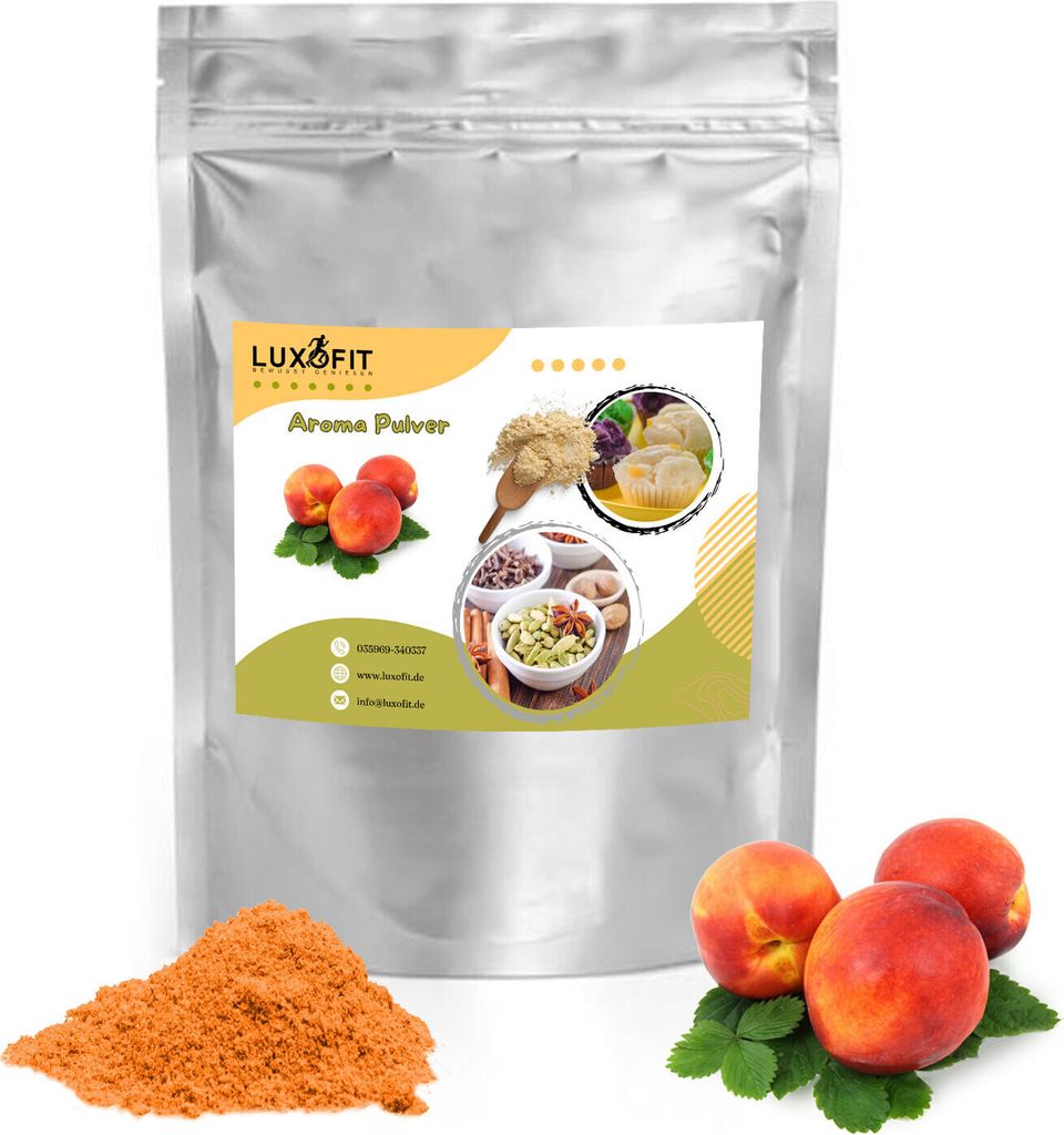 Luxofit Nectarine Flavor Powder – High-quality flavor powder for baking, drinks & desserts – Vegan, Germany (500 g)