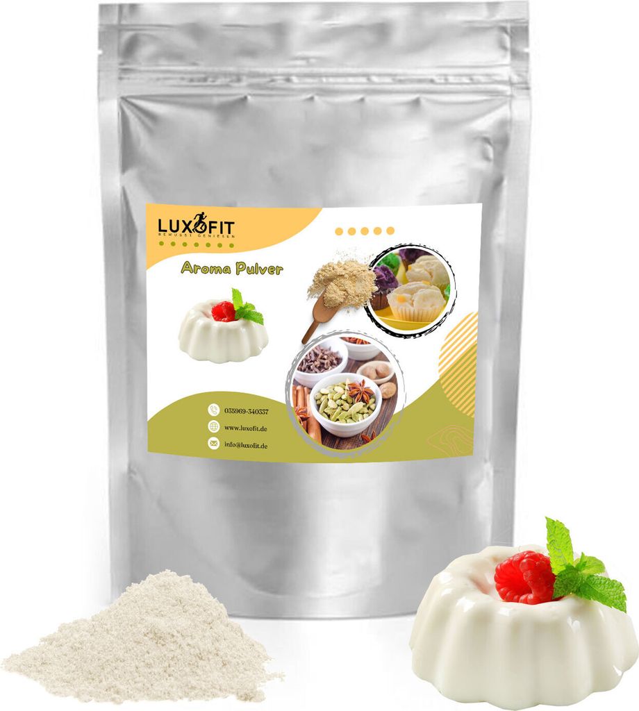 Luxofit Panna Cotta Flavor Powder 50g/200g/500g/1kg – Intense flavor for desserts, cakes, and drinks (200g)