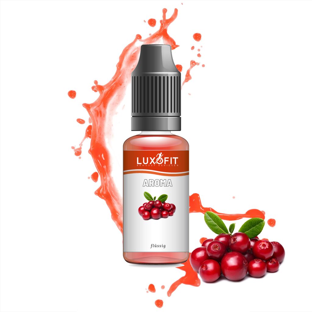 Luxofit Cranberry Liquid Flavoring – Intense flavor for baking, desserts & drinks, Germany (1 L)