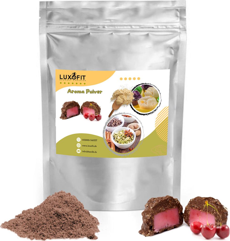 Luxofit Chocolate Cherry Flavor Powder – Intense flavor experience for baking, drinks & desserts, Germany (500 g)