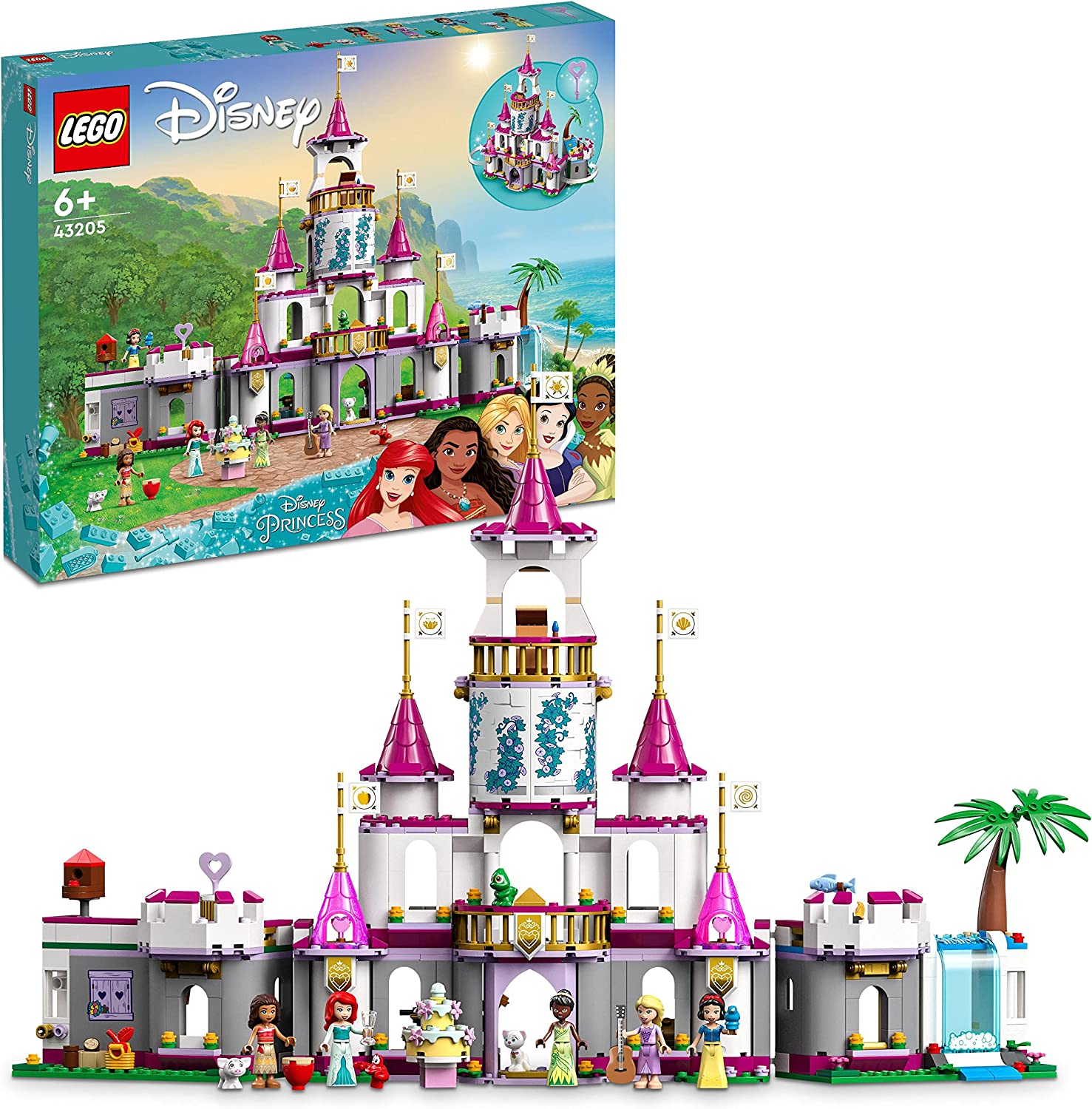LEGO 43205 Disney Princess Ultimate Adventure Castle, Princess Castle Toy, Buildable Castle with Mini Dolls such as Ariel, Vaiana, Tiana