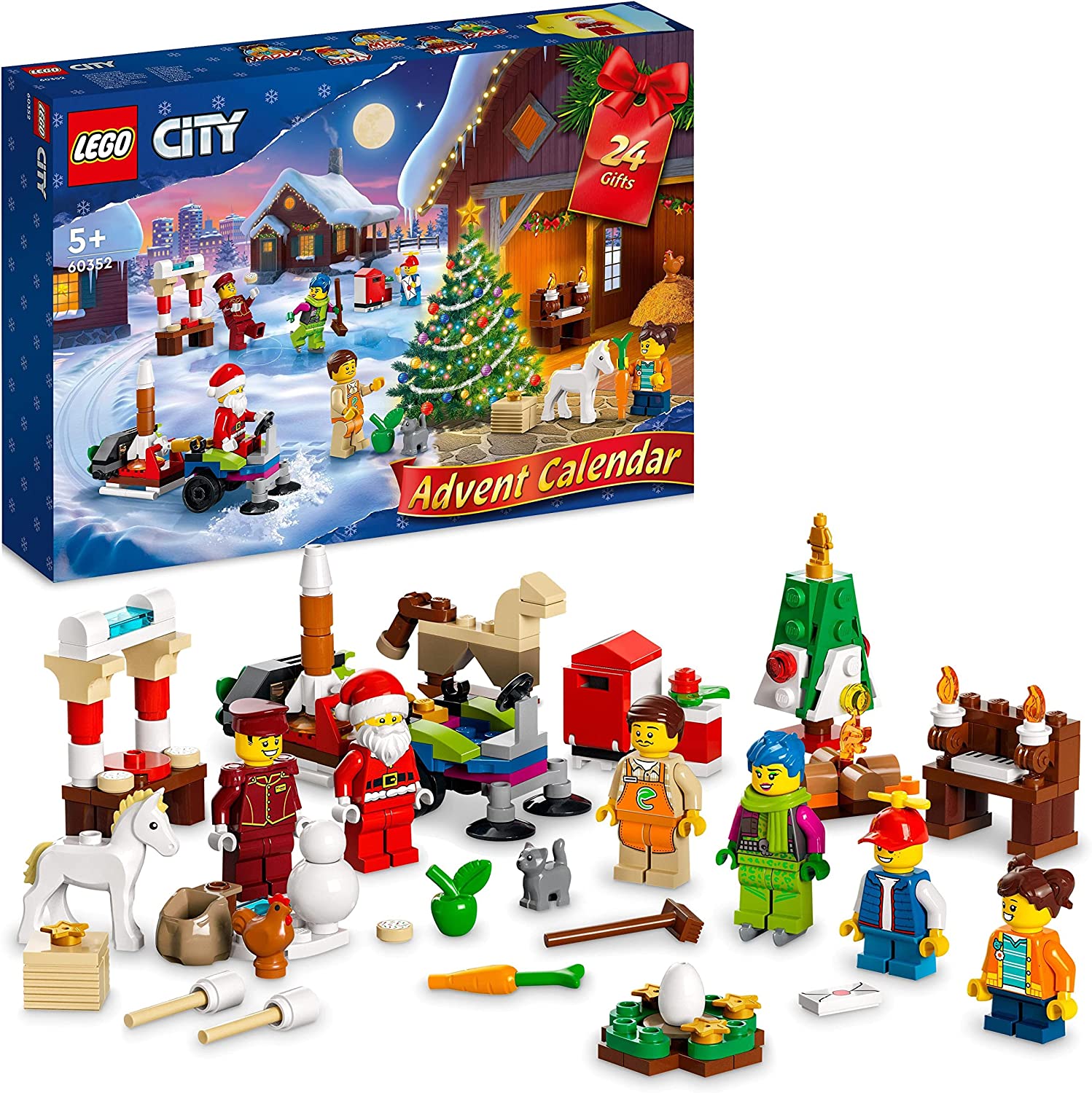 LEGO 60352 City Advent Calendar 2022 Christmas Toy with Santa Claus Mini Figure and Festive Play Mat, Early Christmas Gift for Children