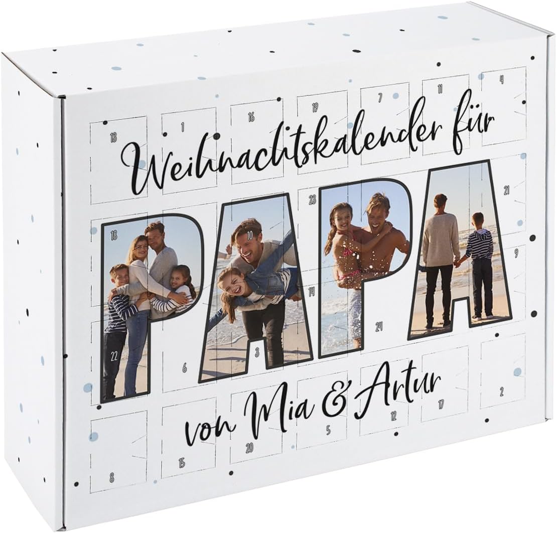 Herz & Heim® DIY Advent Calendar with Lettering \"Mama - Papa - Oma - Grandpa - from Your Own Photos and Desired Text (PAPA)