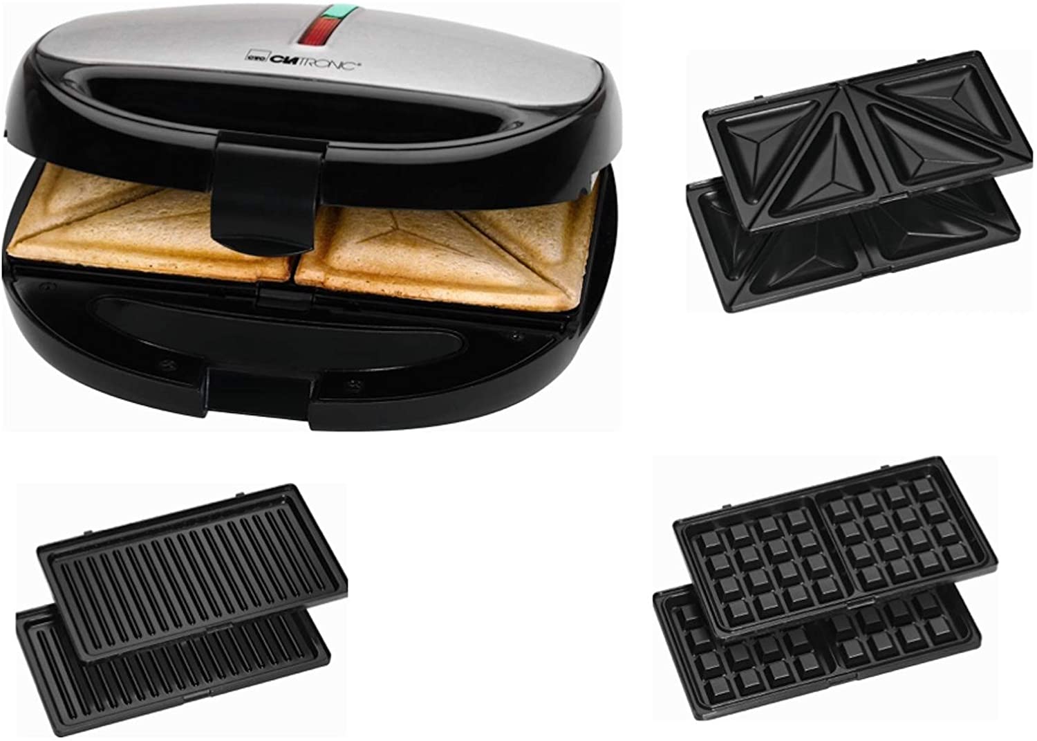 bmf-versand 3-in-1 sandwich toaster waffle iron contact grill 800 watt sandwich maker n