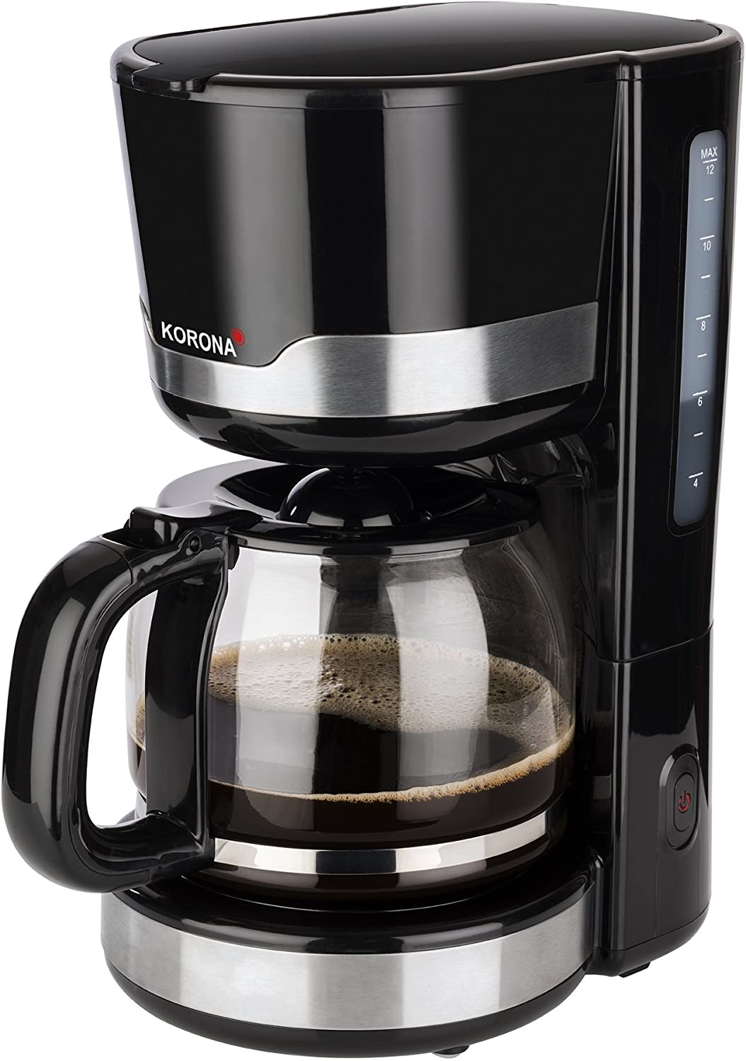Korona 10232 Coffee Machine Filter Coffee Machine for 12 Cups of Coffee 1.5 Litres Glass Jug Black Stainless Steel 1000 Watt