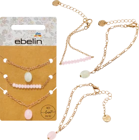 ebelin bracelets with pearls, gold look, 3 pieces