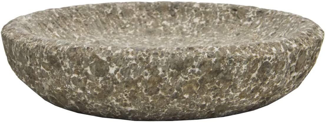 Varia Living Fadar Stone, Grey, Diameter 20 cm Lava Stone Decorative Plate as Soap Dish for Bathroom or Romantic as Candle Plate with Large Candles Modern Candle Holder for Large Pillar Candles