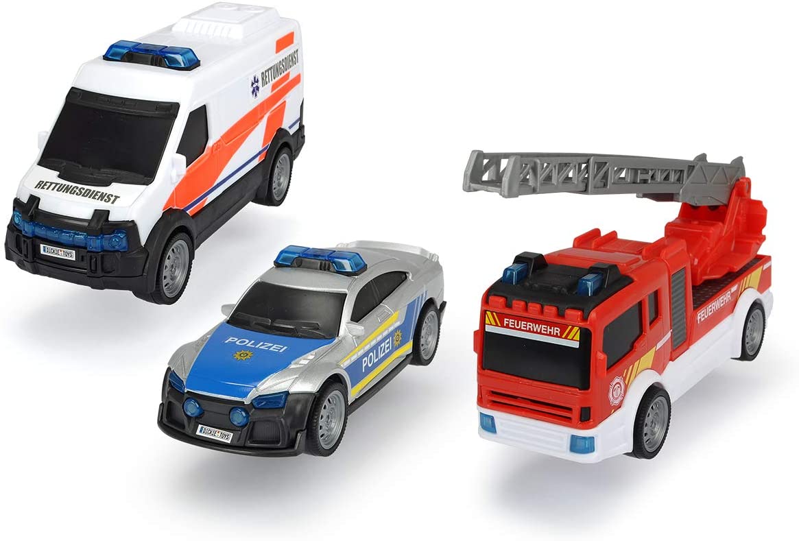 Dickie Toys Sos Team 3 Playset Comprising Rescue Car, Police