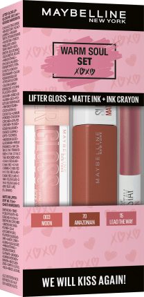 Maybelline New York Set Warm Soul Lifter Gloss 003 + Superstay Matte Ink 70 + Superstay Ink Cra