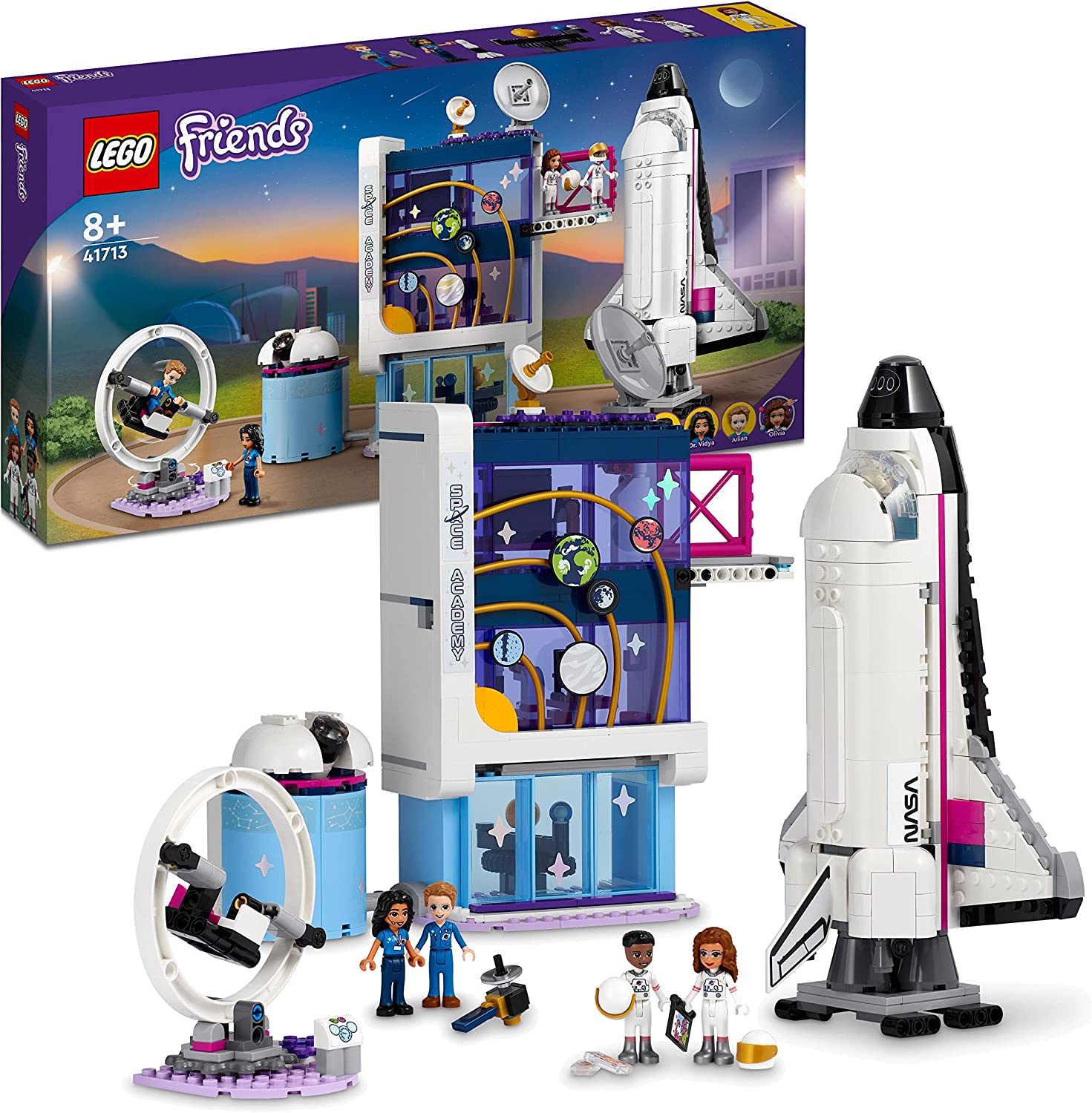 LEGO 41713 Friends Olivia\'s Space Travel Academy Space Toy with Spaceship Space Shuttle and Astronaut Figures, Educational Toy from 8 Years