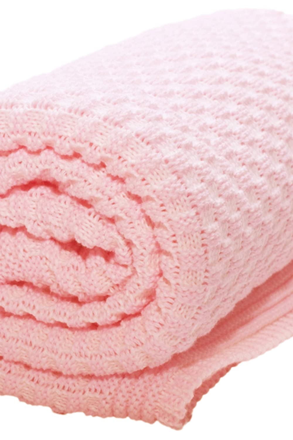 Wallaboo Eden Baby Blanket 100% Organic Cotton with Cable Pattern Cuddly Blanket Crawling Blanket Beautiful Knitted and Cuddly Soft Baby Blanket 90 x 70 cm Pink
