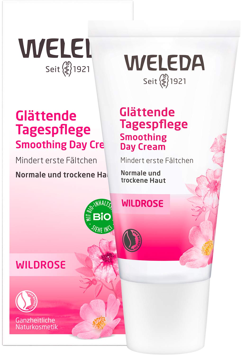 WELEDA Organic Wild Rose Smoothing Day Cream, Natural Cosmetics Face Cream for Dry Skin to Protect Against Wrinkles and Skin Aging, for Vitality and Elasticity of the Skin (1 x 30 ml)