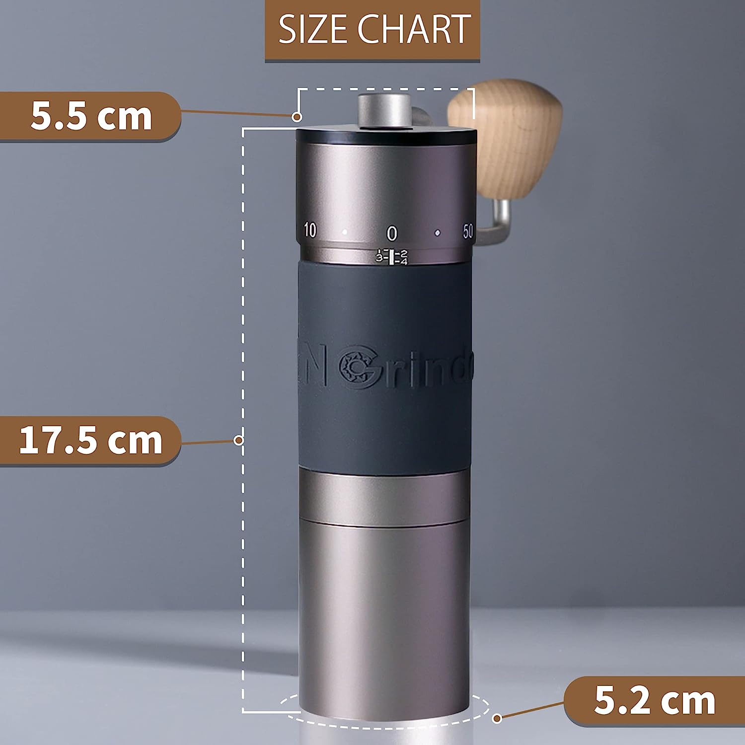 KINGrinder K_6 Grey Manual Hand Coffee Grinder 240 Adjustable Grinding Levels for Aero Press, Drops, Espresso with Mounting Consistency, Stainless Steel Conical Milling Grinder 35 g Capacity
