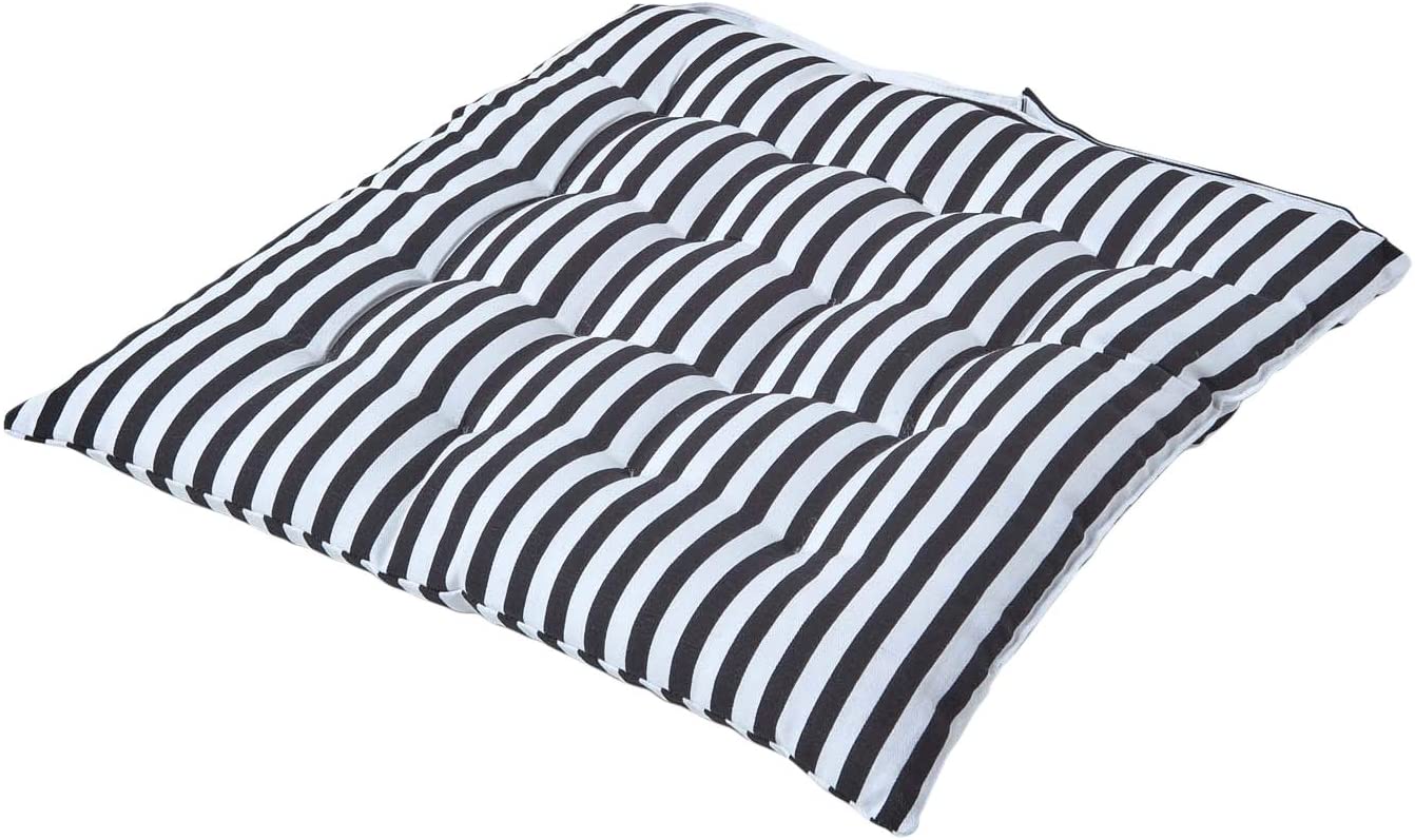 Homescapes - Thin Black & White Stripe - Seat Pad - Indoor - Garden - Dinin