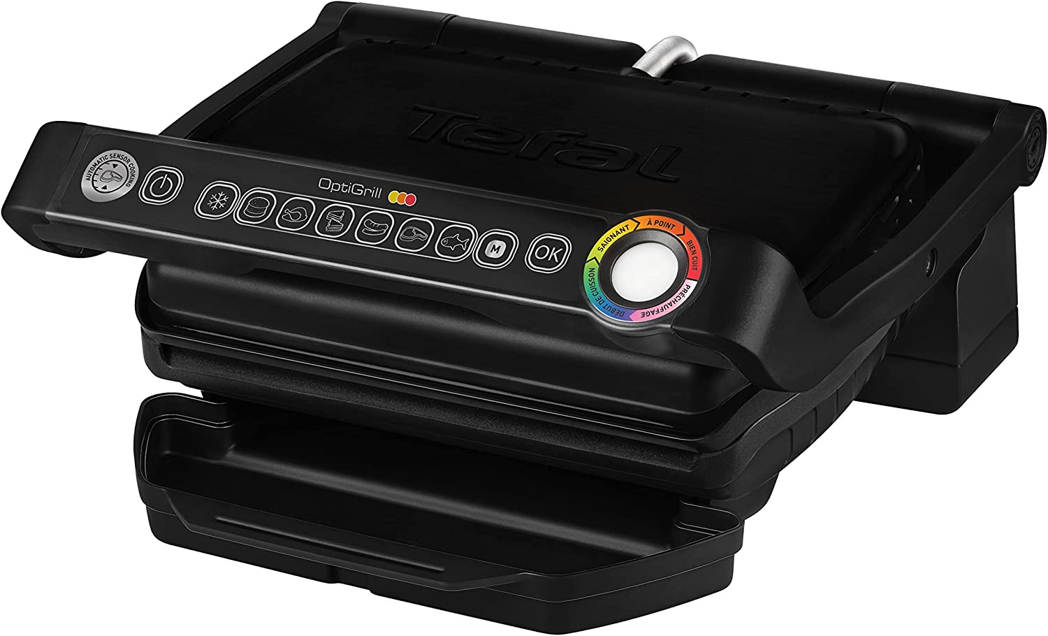 Tefal GC7058 OptiGrill Intelligent Contact Grill | 6 Automatic Programmes | Adapts Temperature + Grill Cycle to Grill Food | Non-Stick Plates | 600 cm² Grill Surface | Black