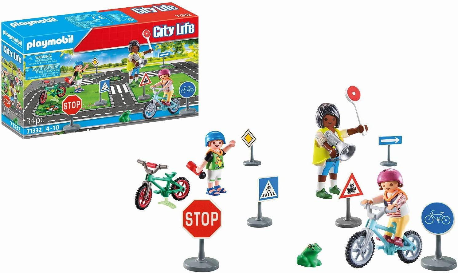 PLAYMOBIL City Life 71332 Bicycle Course, Traffic Education, Bicycles Road Signs and More, Toy for Children from 4 Years